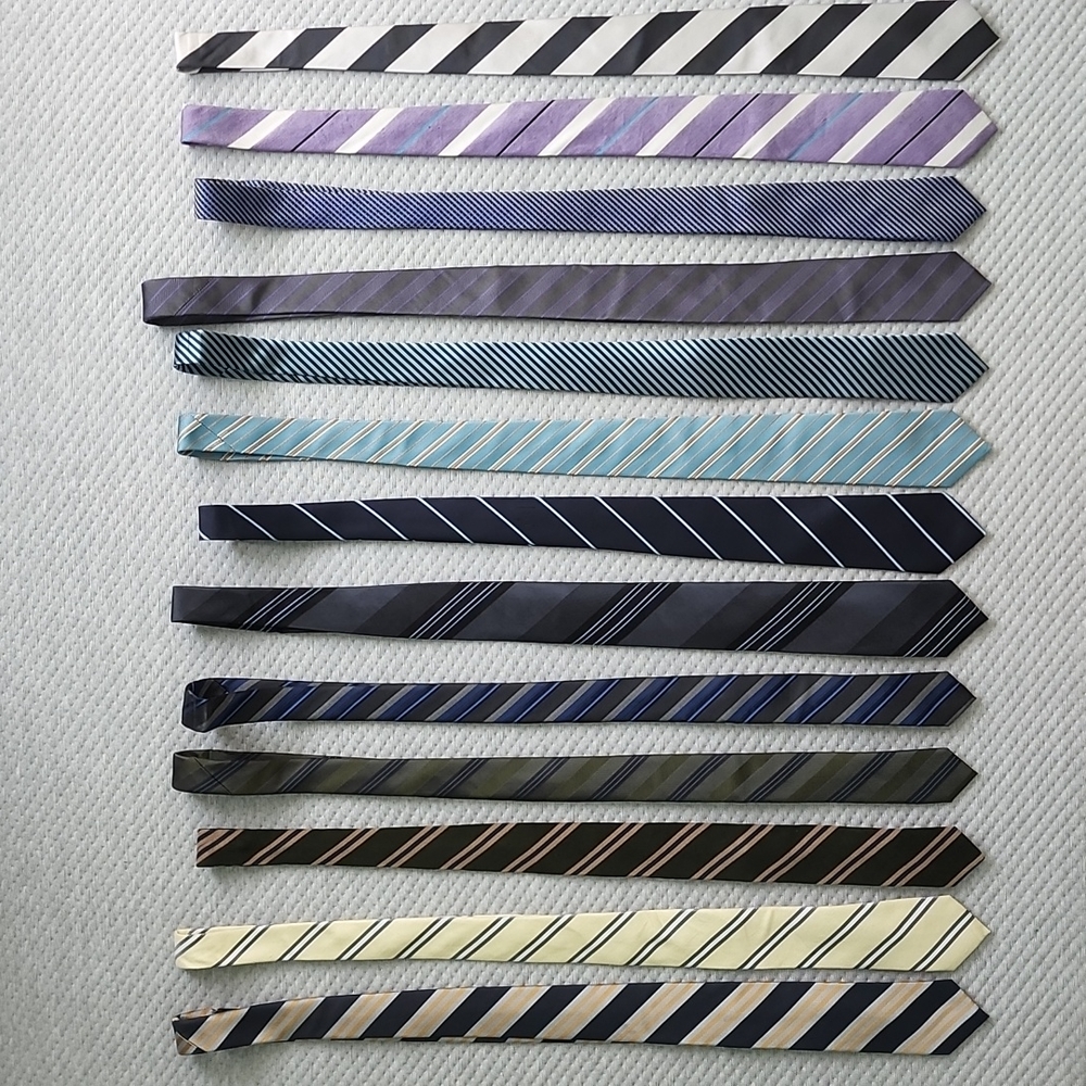 13pcs mostly NEW Stripe ties Calvin Klein Penguin Ben Sherman Sovereign Code